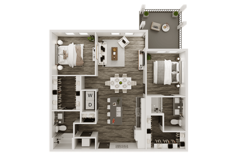 a1 floor plan  1 bedroom with 2 baths  129